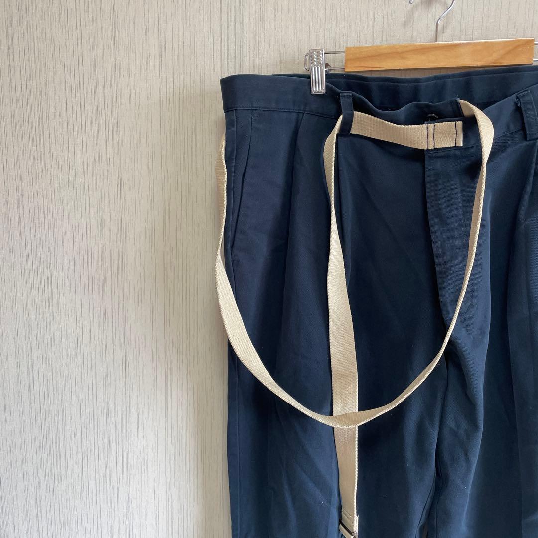 ♯ メゾンエウレカ　ヴィンテージ　リワークチノ　ワイドパンツ　ラップ　ネイビーS