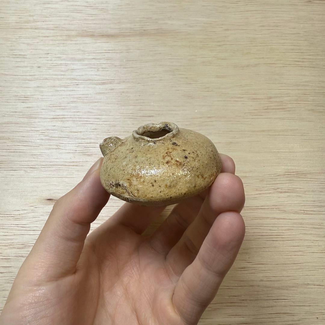 古瀬戸 水滴 灰釉 室町時代 茶入 茶道具 黄瀬戸 油揚手 古美術 骨董 民藝