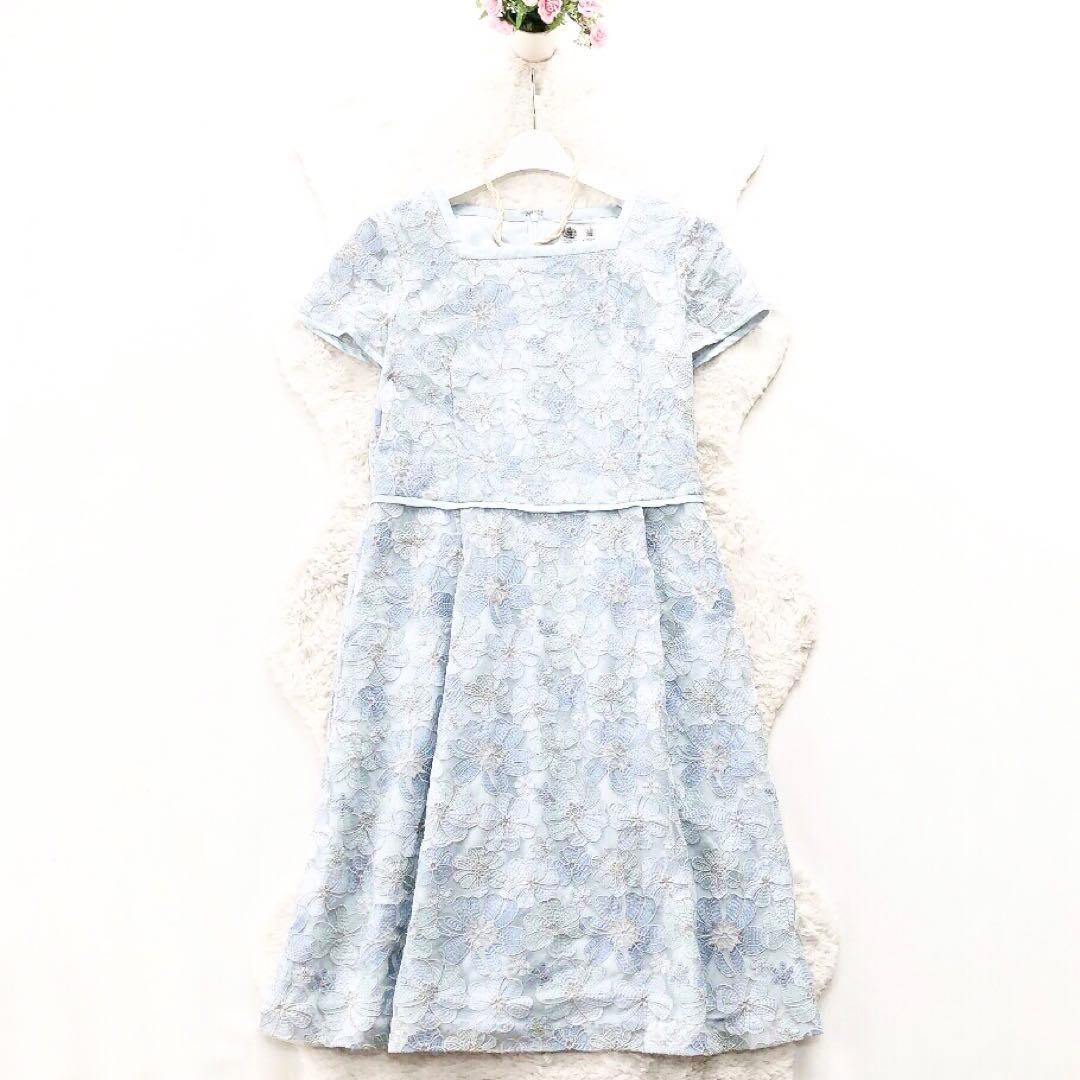 AUSTINREED*オーズチーンリード　総刺繍 花柄ワンピース ドレス 40