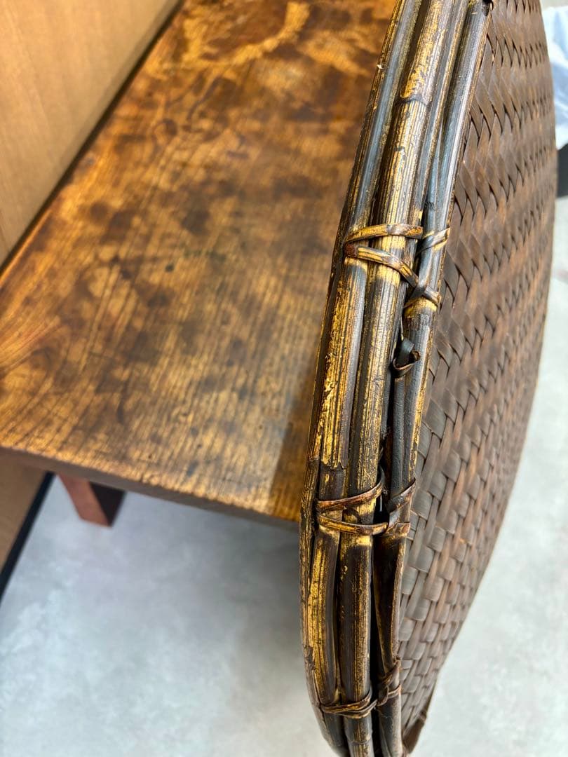 古民藝 竹丸盆 直径67cm 大型丸盆 竹編み 干し盆 古道具 古民家