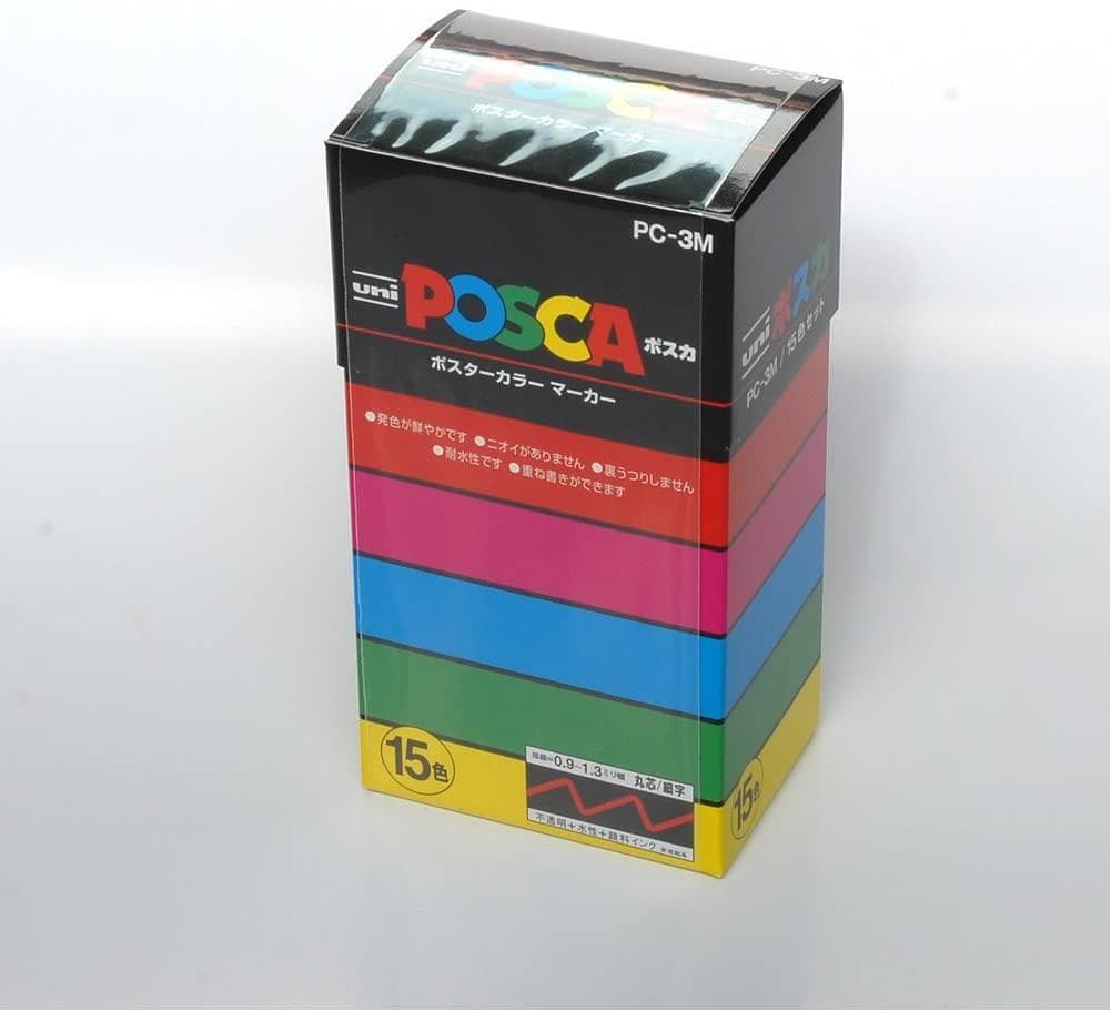 三菱鉛筆 水性ペン ポスカ 細字 丸芯 15色 PC3M15C　20箱