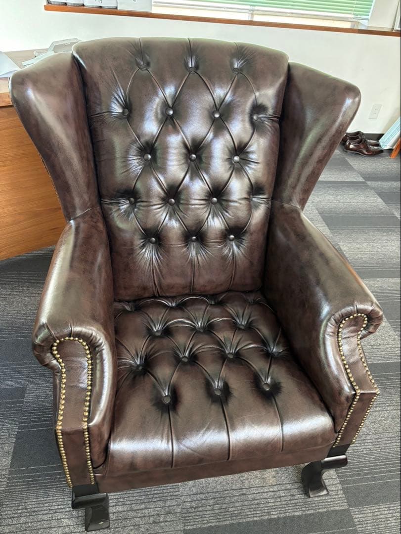 美品総革張 ダークブラウン アームチェア 1人掛けソファ 定価270,000円