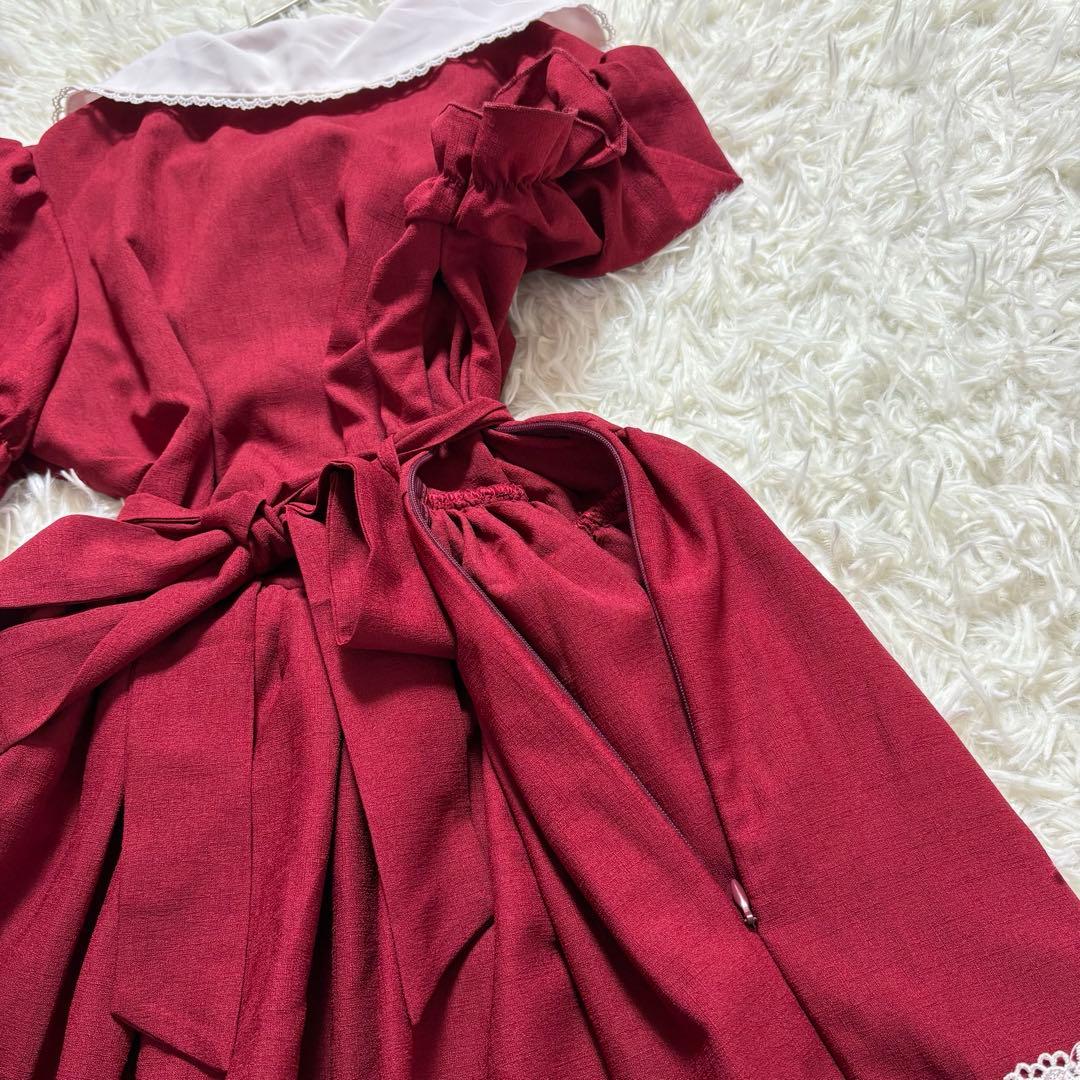 ロリータワンピース ウエストリボン 銀ボタン ゴスロリ かわいい