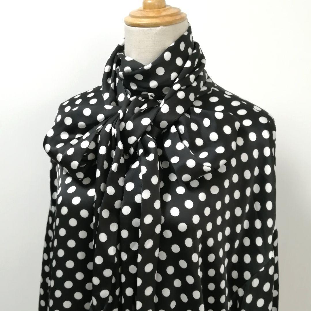 極美品✨ サンローラン　近年モデル　ドット ブラウス　ボウタイ　リボン　ゆったり