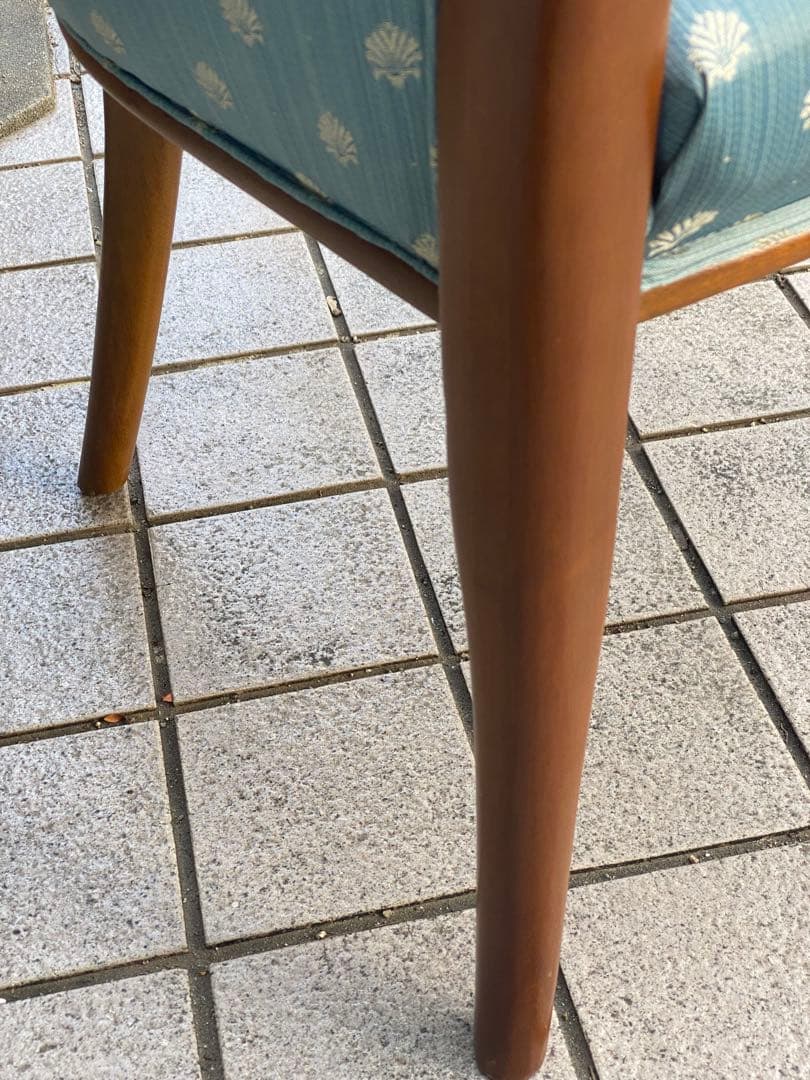 猫脚 ヴィンテージ♦️高級 シングルソファ♦️ダマスク柄♦️上品なくすみブルー♦️送料込