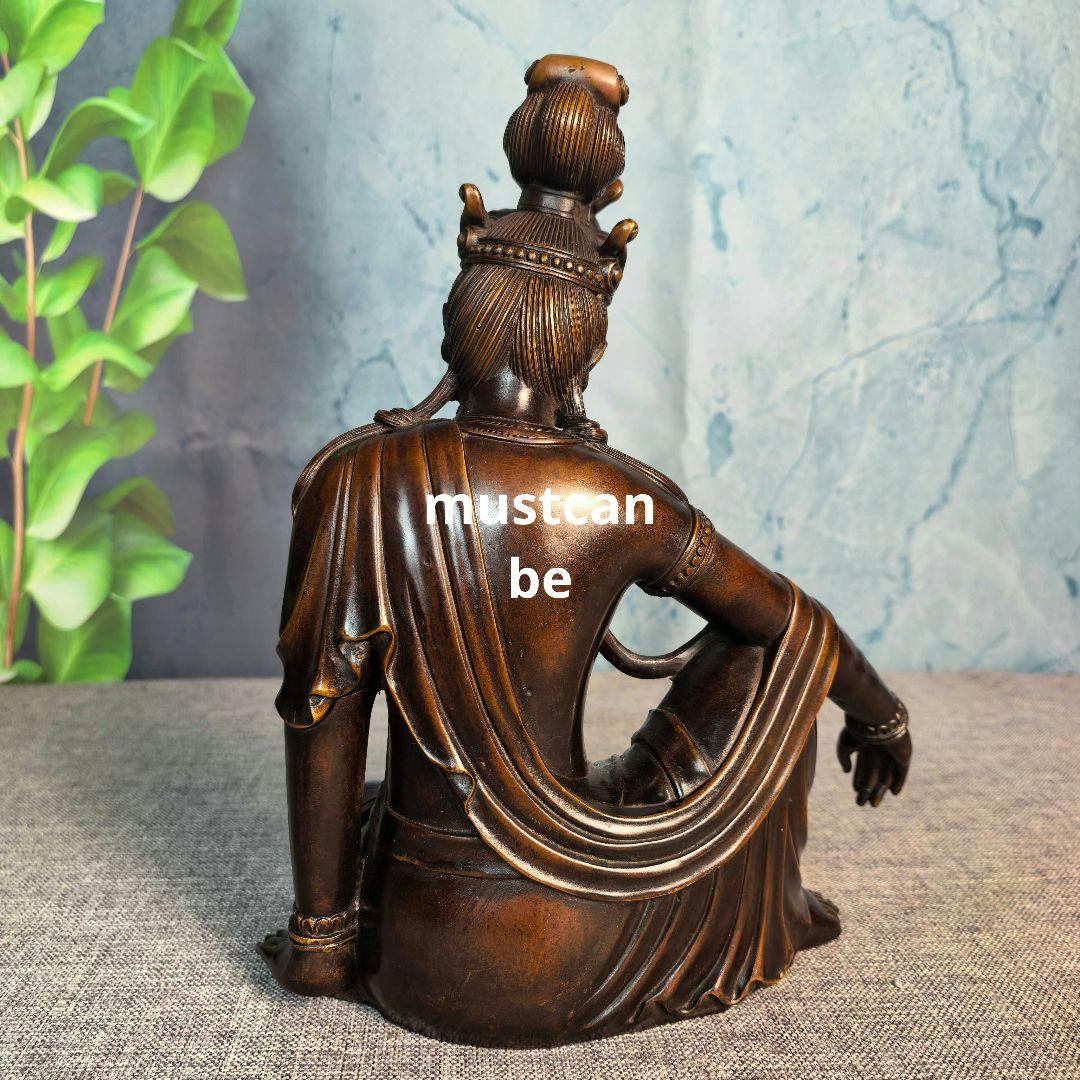 銅製 仏像 自在観音菩薩像 縁起物 茶台 客間 仏間 工芸品 置物