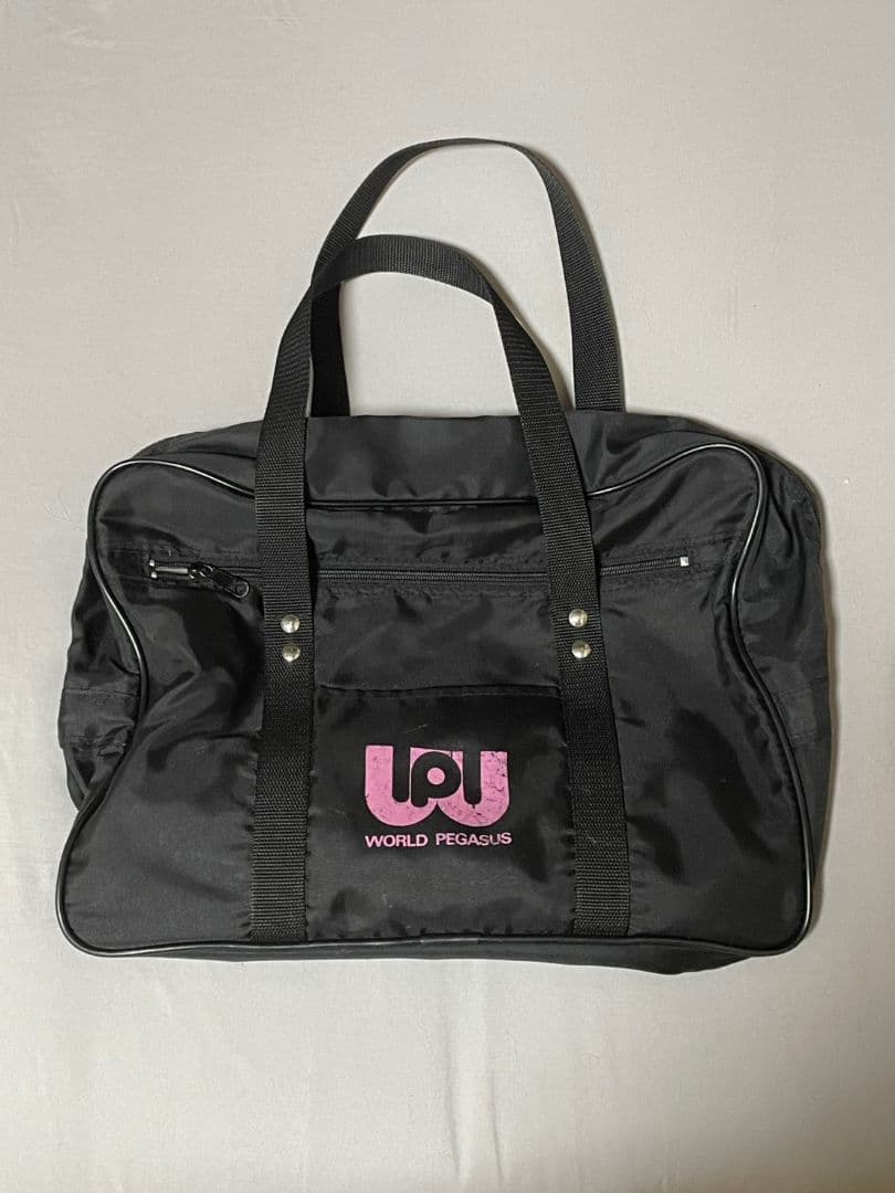 ワールドペガサス　スクールバック 旧ワッペ　黒ピンク