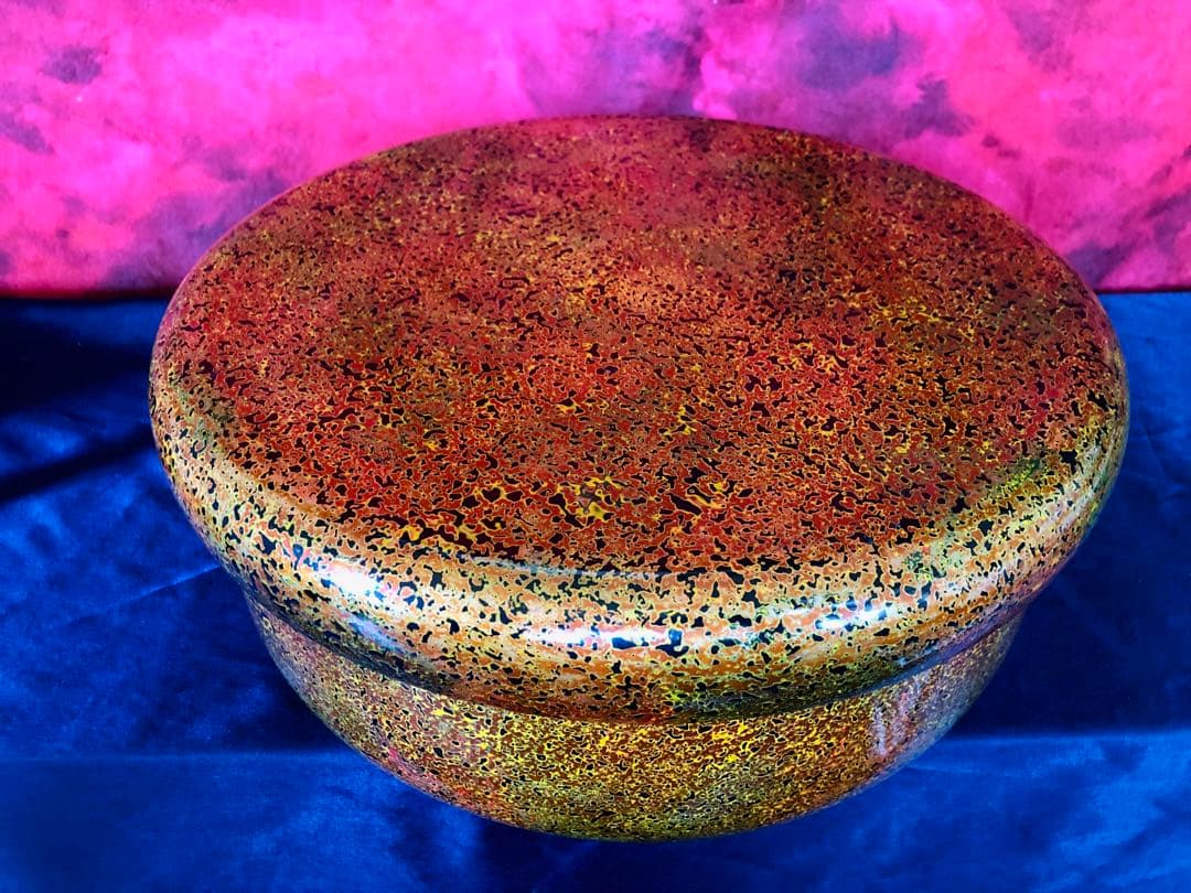 絢爛！瑠璃色おひつ ・茶櫃・漆器・茶碗入れ・収納箱★モダン・レトロ・ヴィンテージ