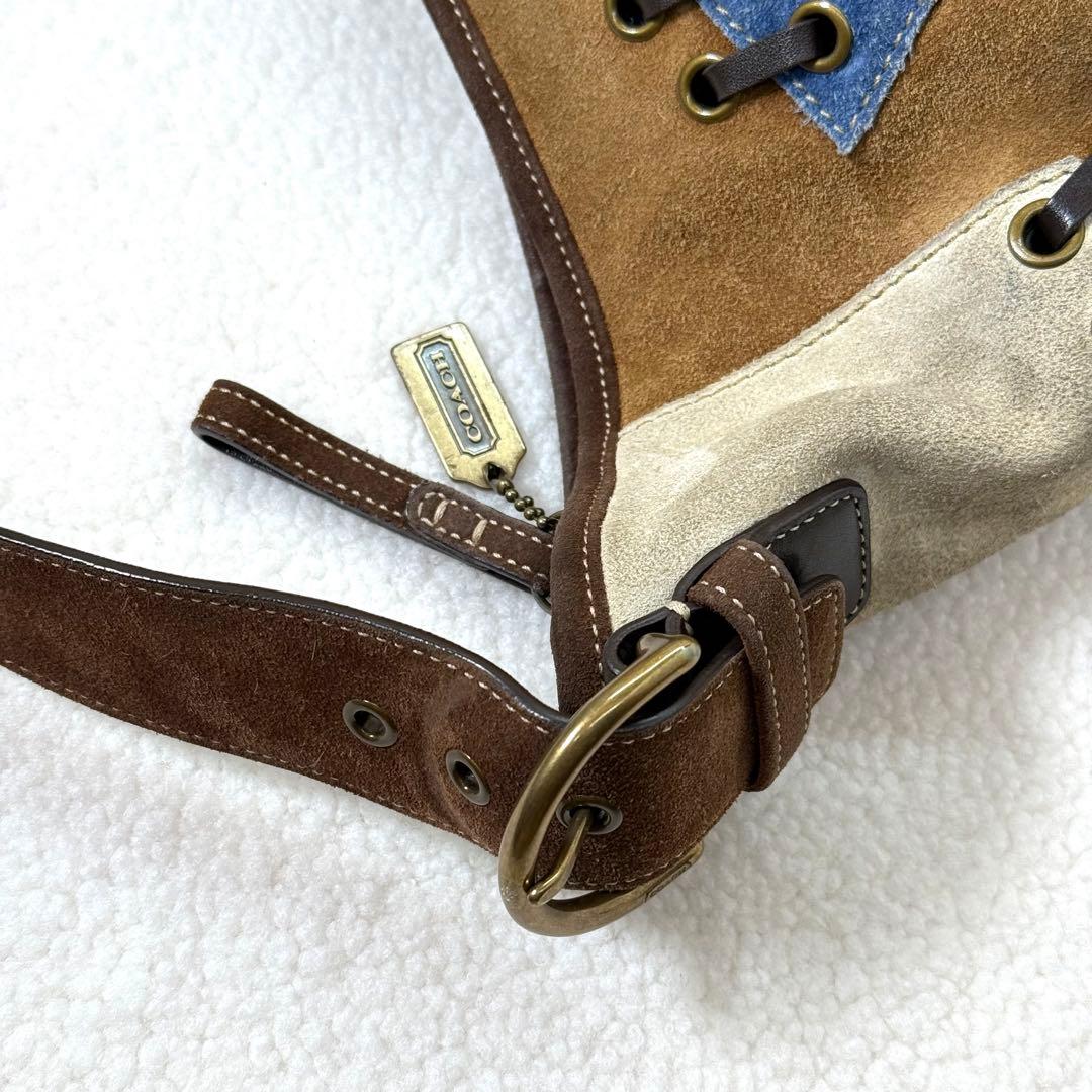 COACH コーチ 9587 スエード×レザー パッチワーク ショルダーバッグ