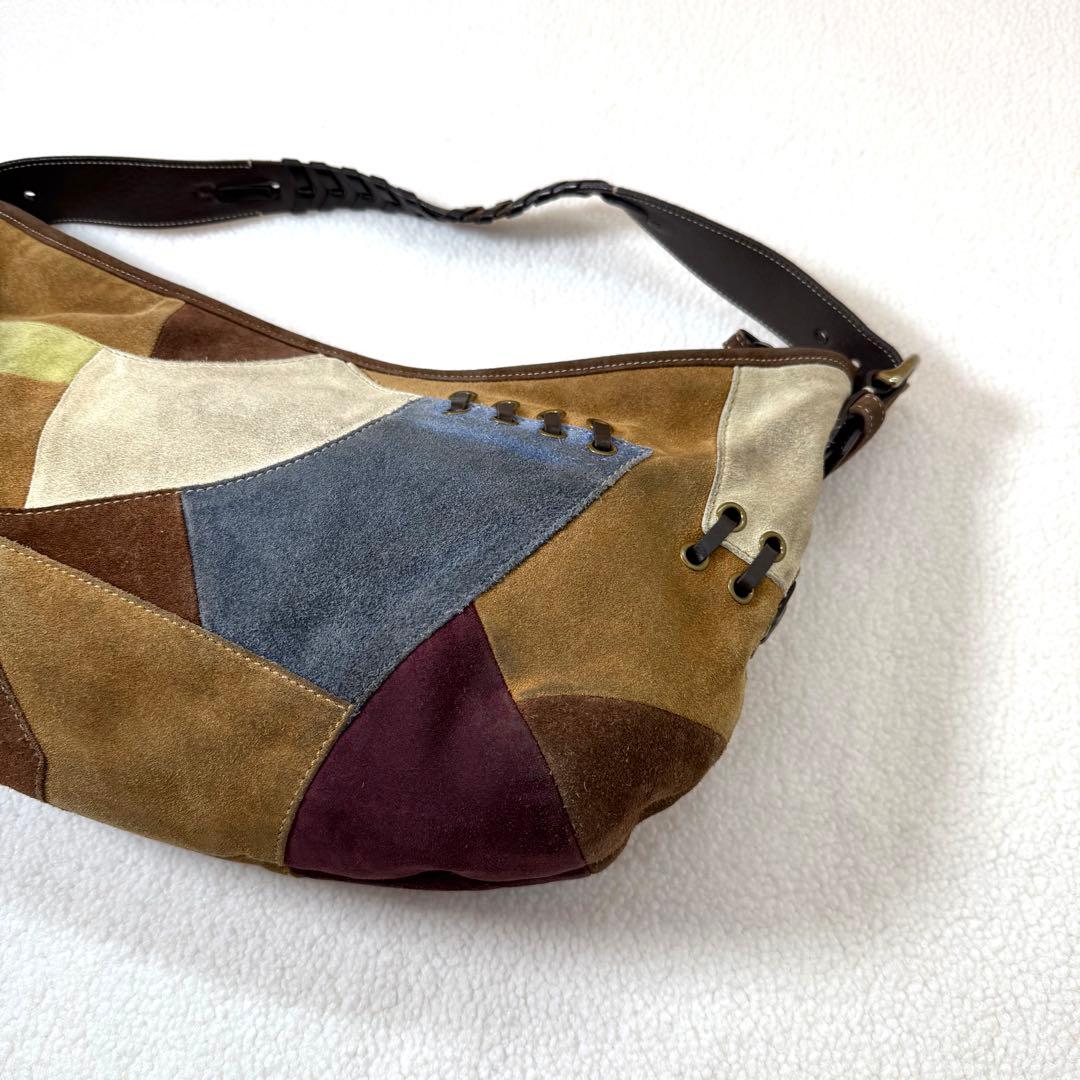 COACH コーチ 9587 スエード×レザー パッチワーク ショルダーバッグ