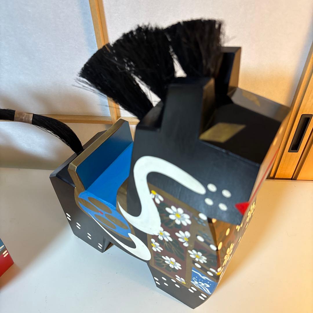 特大 大きい 八幡馬　高さ 33センチ 2個セット 赤 黒 希少 立派 高価