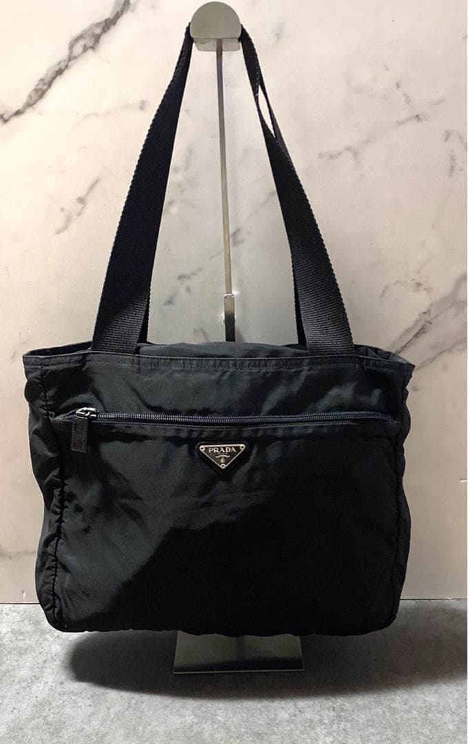 ✨美品✨PRADA トートバッグ ハンド ナイロン ロゴ 三角プレート 黒