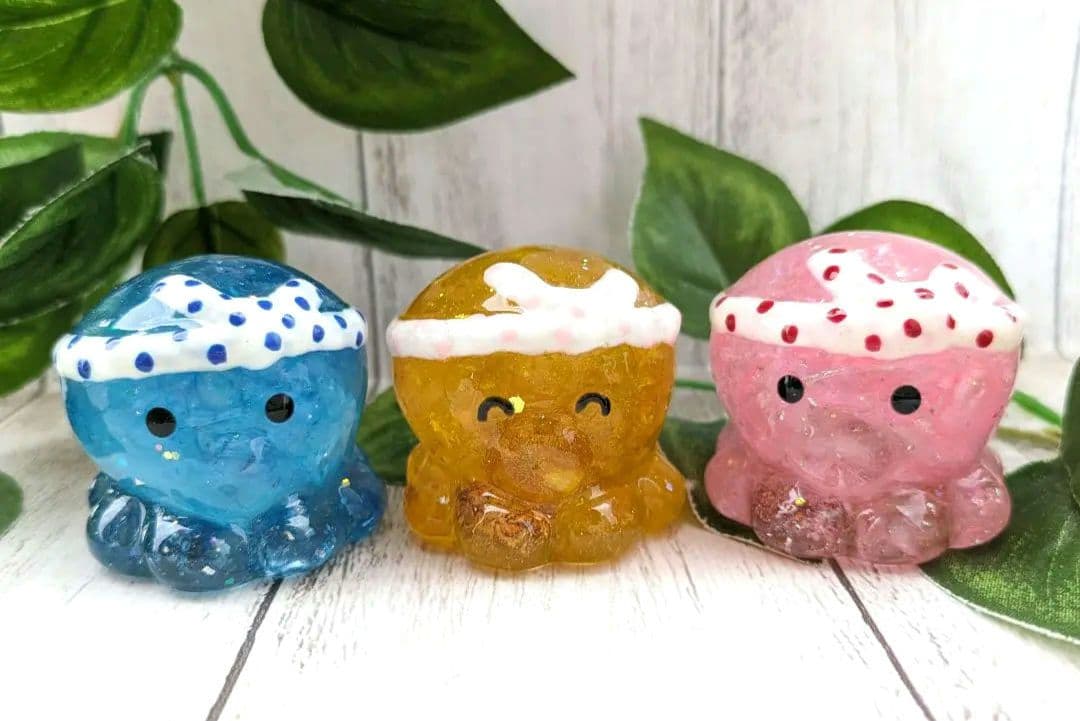 【ローザ】まっきっきのにっこりたこちゃん形オルゴナイト☆他３点