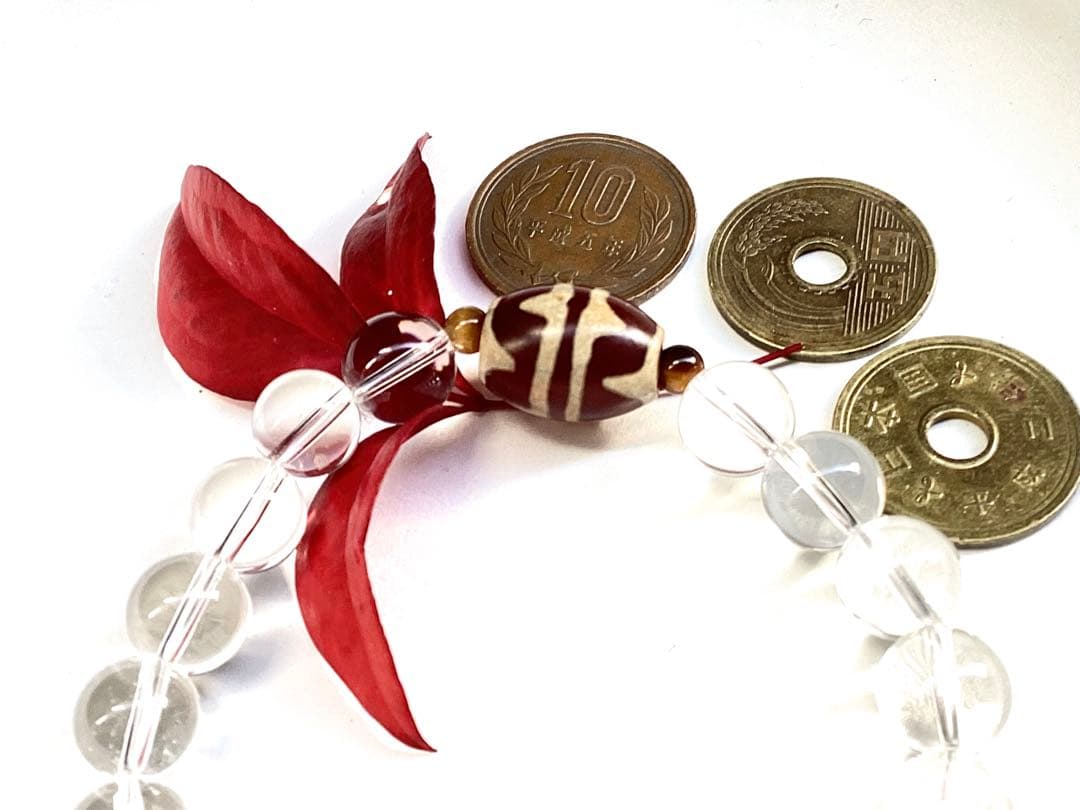 ✳天然虎目石*四線虎牙天珠*ガネッシユヒマール水晶ブレスレット　17cm 本物‼️