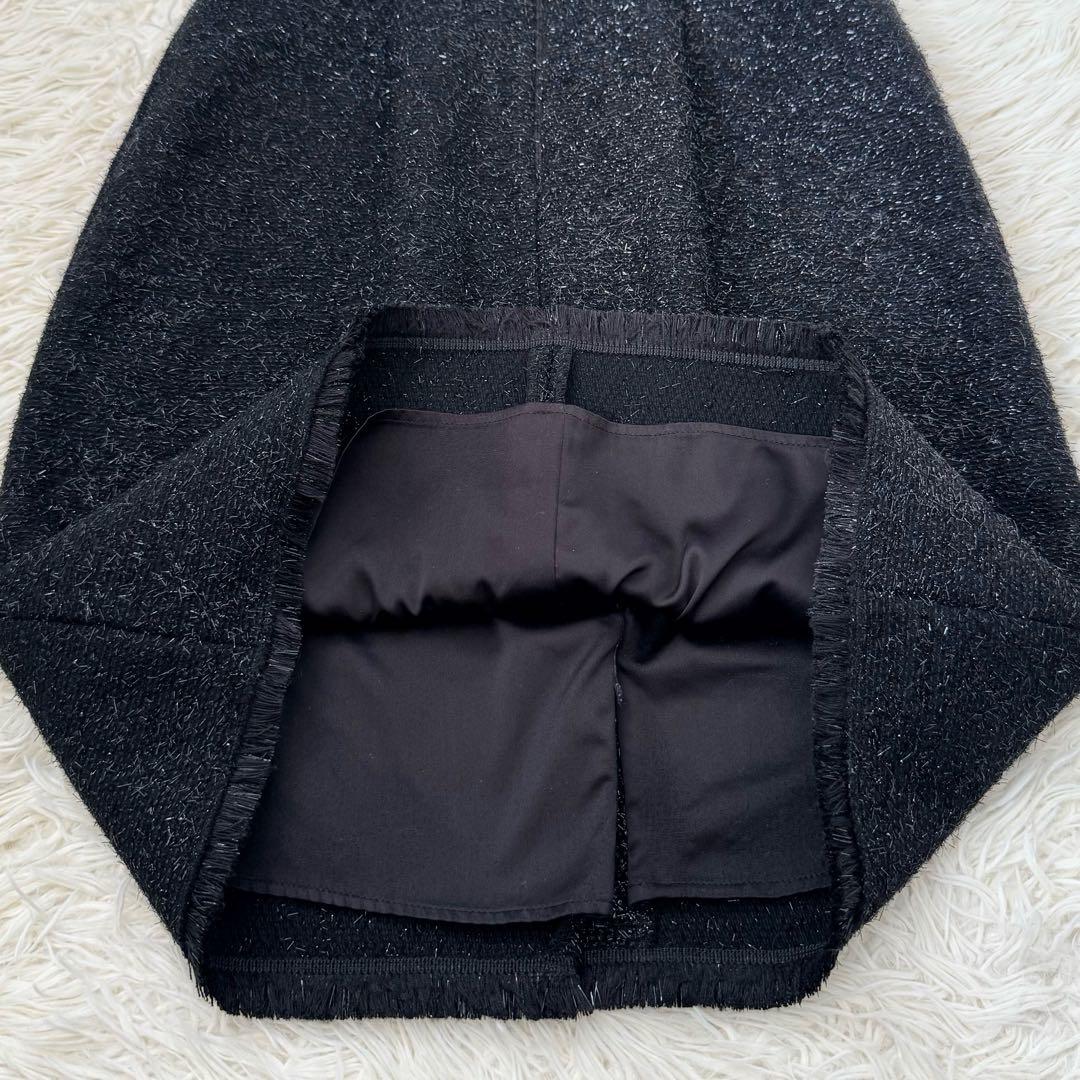 美品✨ケイトスペード ラメツイード 美シルエットドレス 0 ワンピース フリンジ