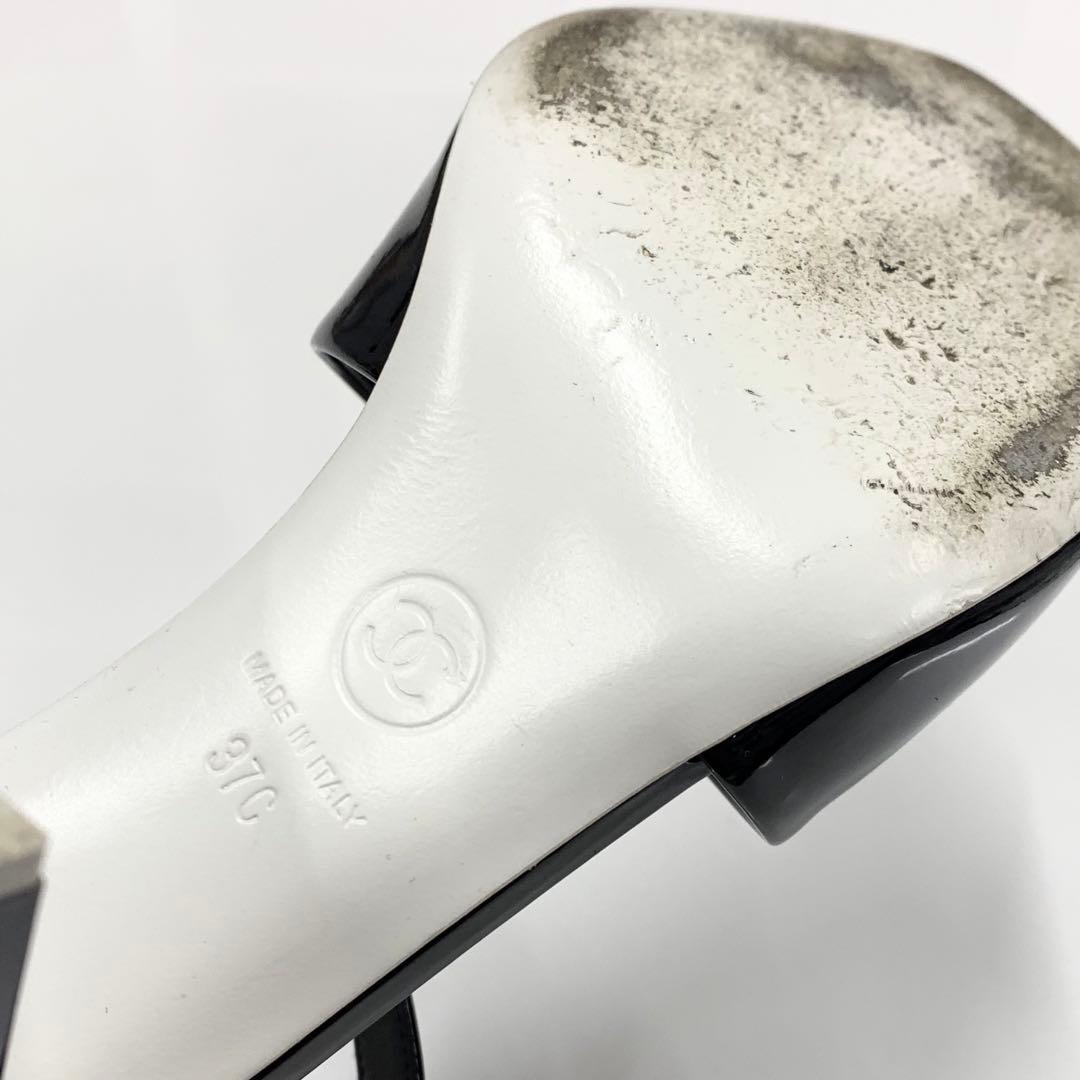 シャネル パテント ココマーク サンダル ブラック