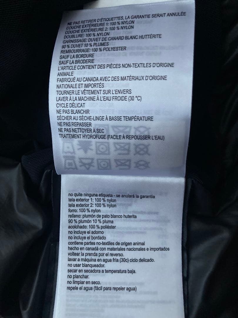 カナダグース　ダウンジャケット　色BLACK 表示サイズSP180/92Y