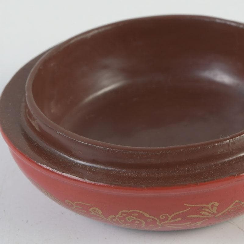 茶道具　朱塗　貝蒔絵　香合　仕覆付　V　9854