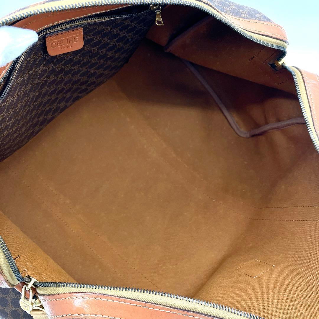 【CELINE】ボストンバッグ　マカダム柄　ゴールド金具　PVC ブラウン
