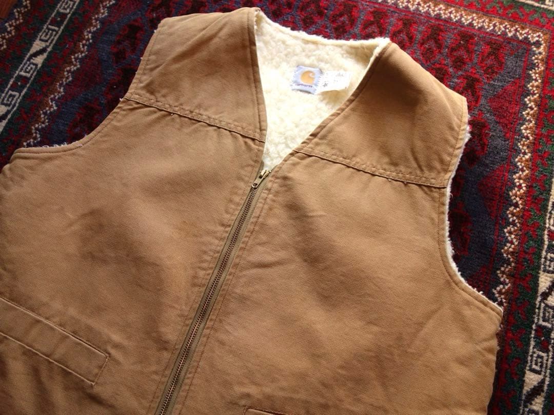 80s carhartt ダックベスト XL ボア付き カーハート　美品 USA