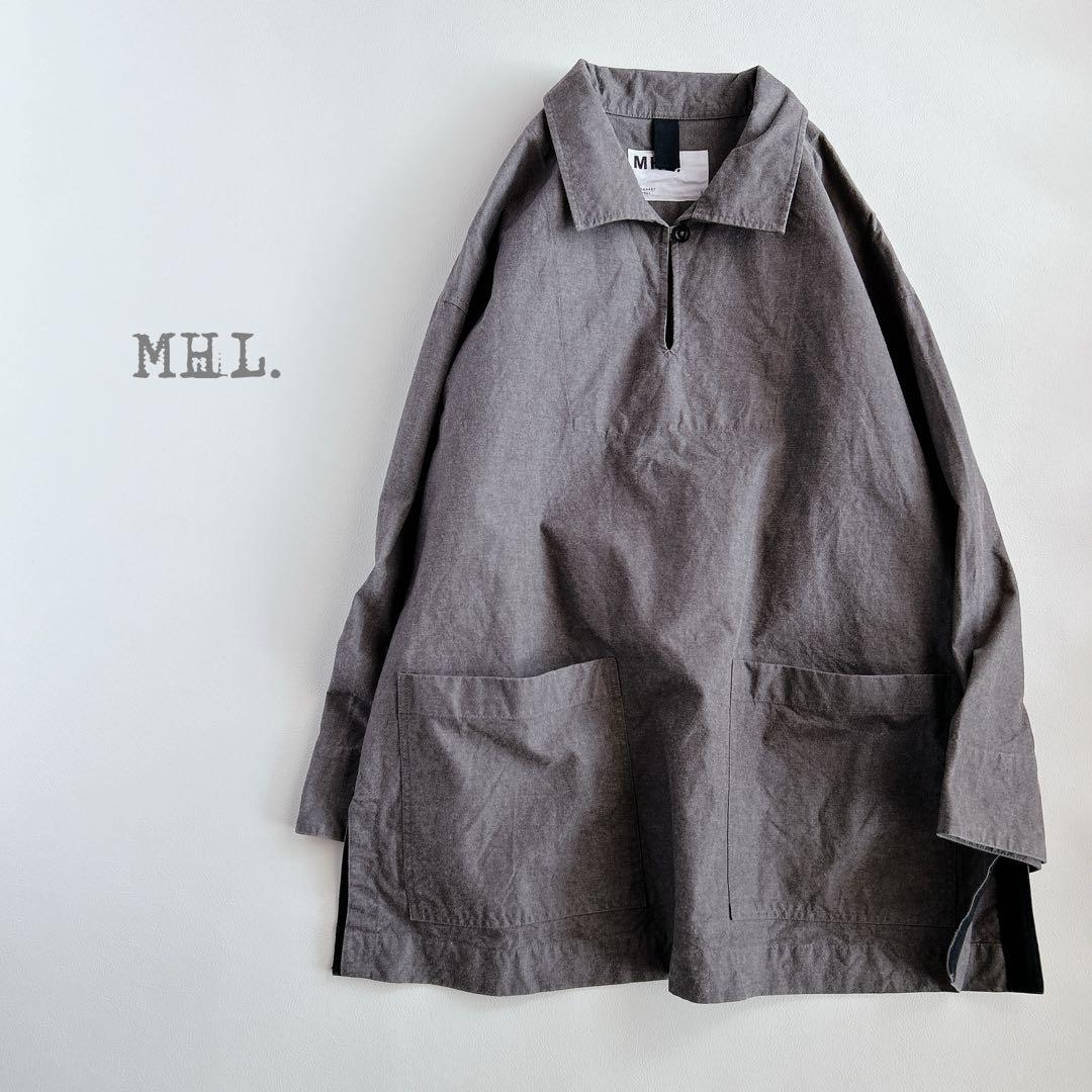 MHL. ⿻ メランジ コットンシャンブレー プルオーバー ルーズ ナチュラル