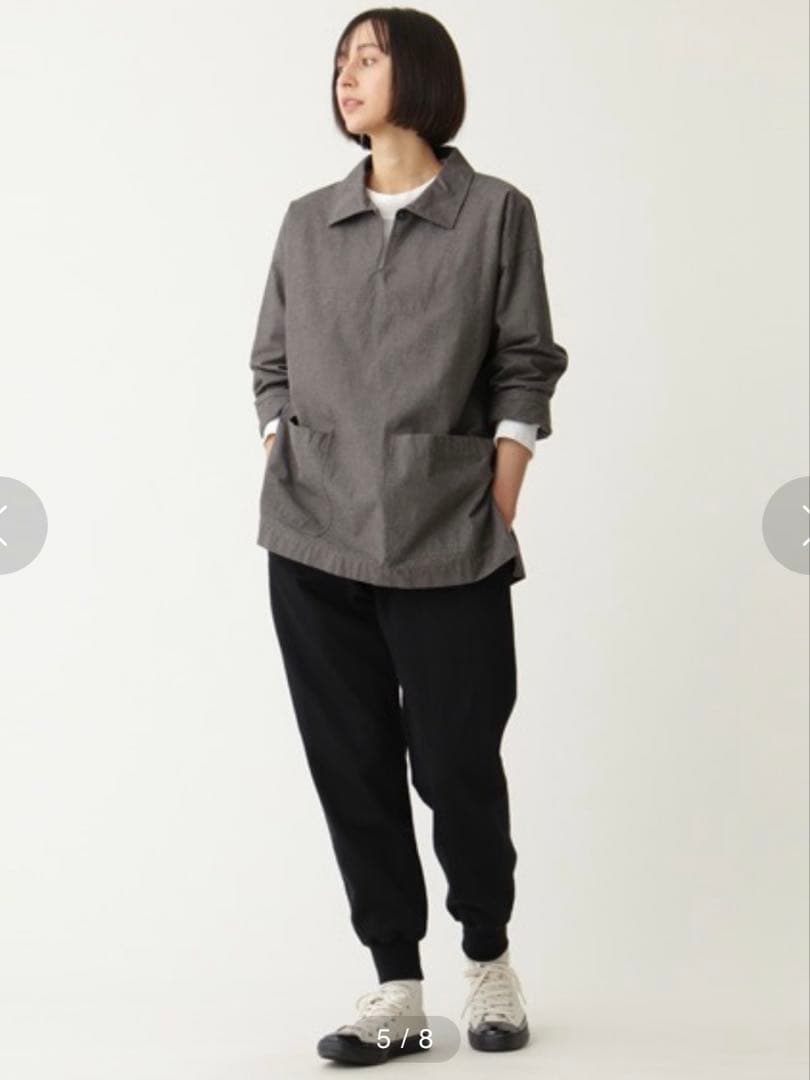 MHL. ⿻ メランジ コットンシャンブレー プルオーバー ルーズ ナチュラル