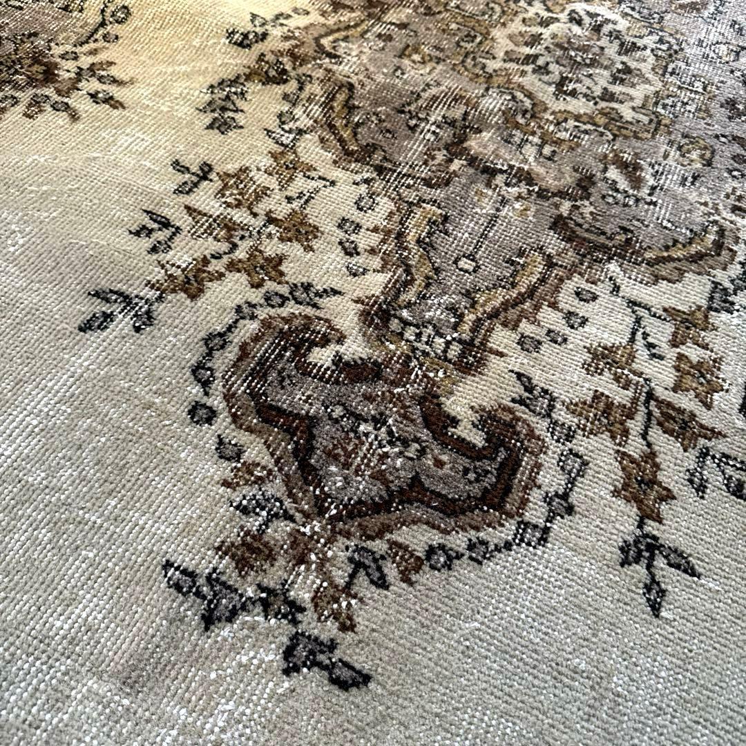 専用116×204 グレージュ×ブラウン　王道メダリオン　トルコヴィンテージラグ