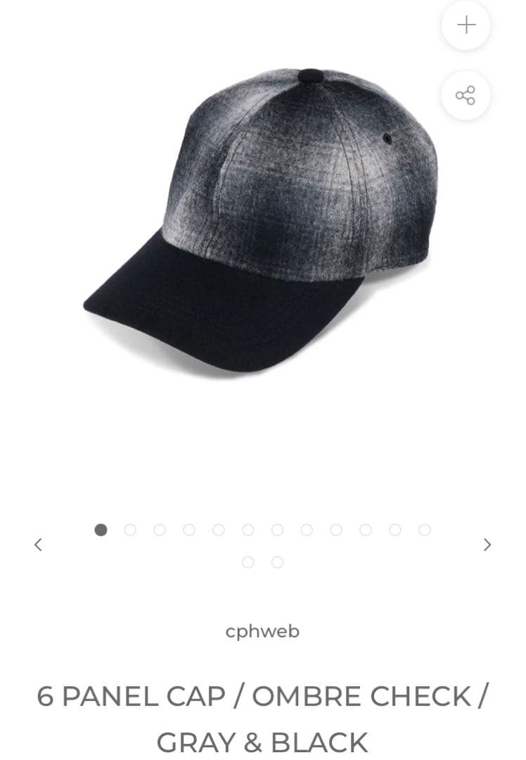 帽子 CPH 6PANELCAP OMBRE CHECK GRAY&BLACK
