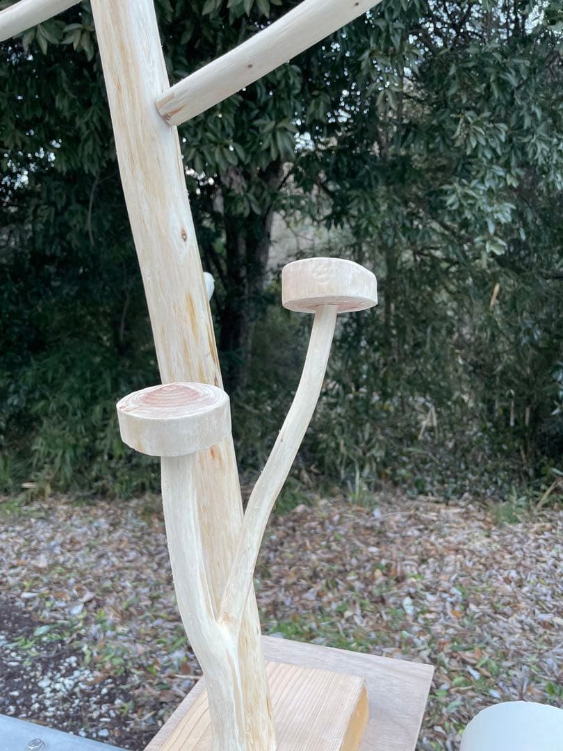 国産ヒノキ　鳥用止まり木　大型スタンド　約157センチ　中型インコ用