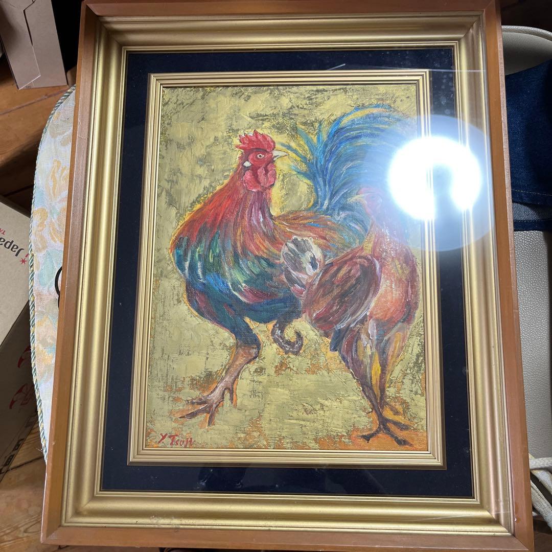 辻　画家　(鹿児島大学) の絵　二羽のニワトリ