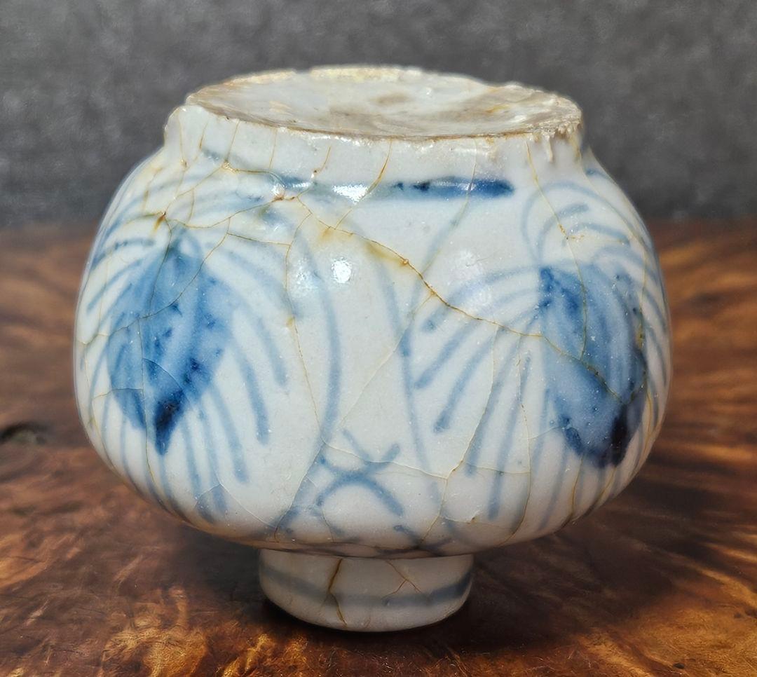 中国南方系　東南アジア古陶磁器　青華 安南　宋胡録　小壺　茶入れ　振り出し