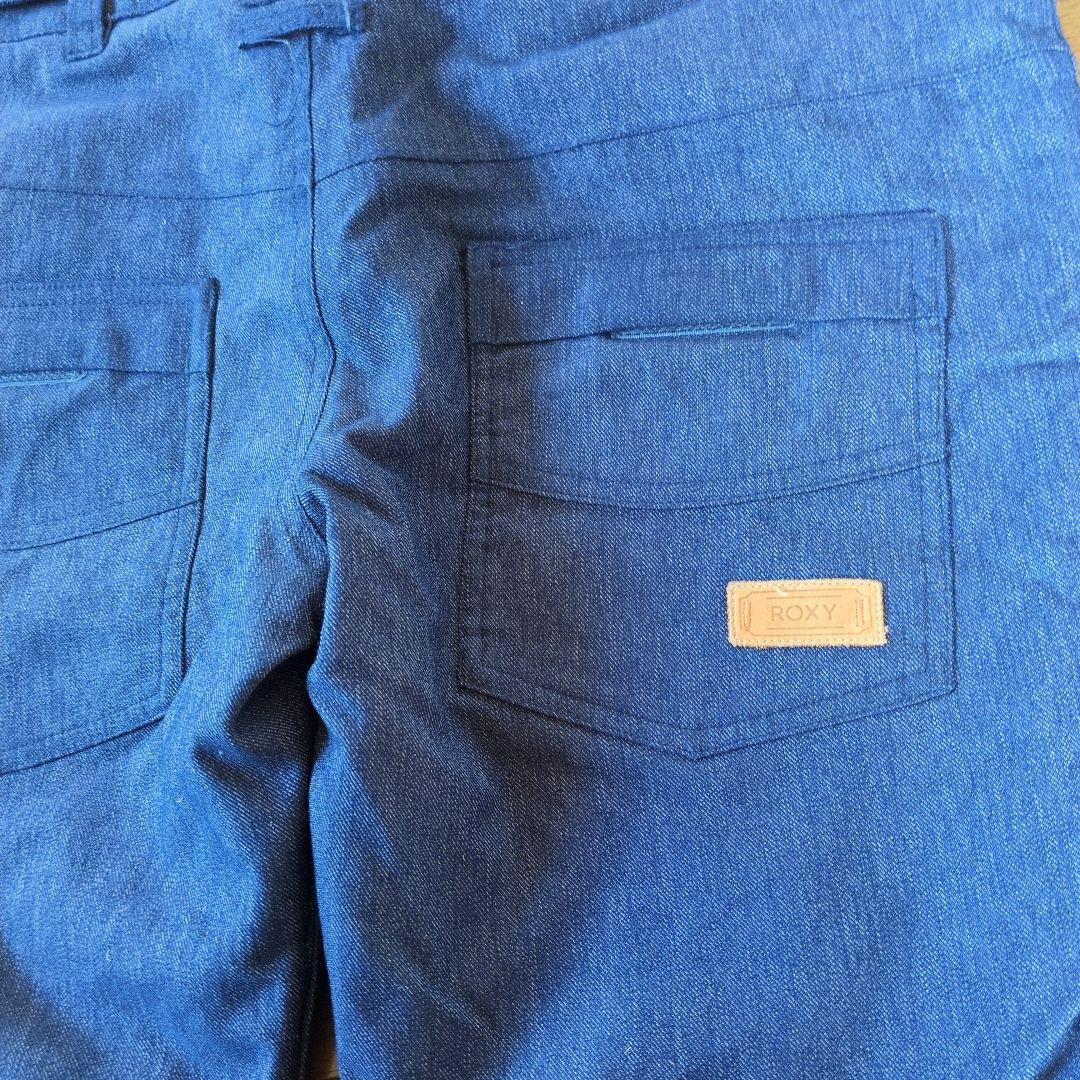 【美品】ROXY　スノボウェア　上下セット　ボーダー　マルチカラー　デニム風　Ｓ