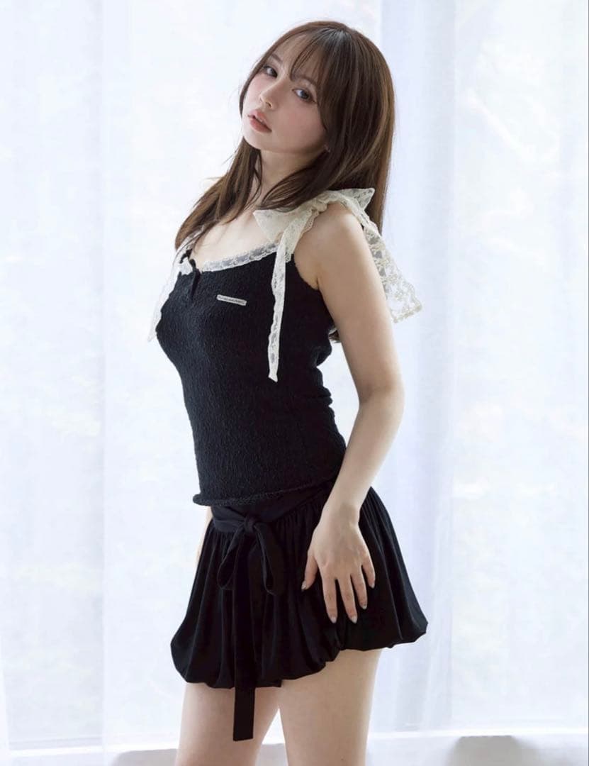 トップス andmary Cotton ribbon tank