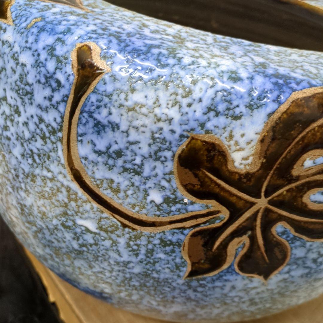 骨董　火鉢　大型　リーフ　レトロ　睡蓮鉢　めだか　金魚　鉢カバー