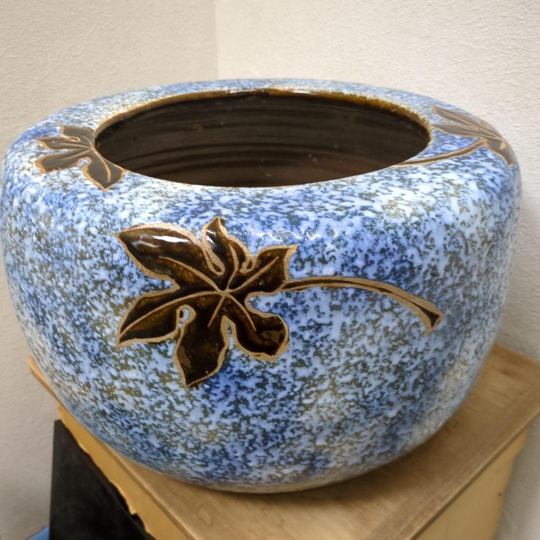 骨董　火鉢　大型　リーフ　レトロ　睡蓮鉢　めだか　金魚　鉢カバー