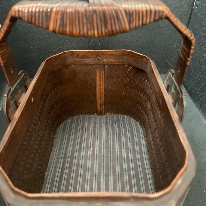 中国 竹細工 藤編 提籃 藤 煎茶提籃 竹籠   野点籠  手提げ篭 茶道具