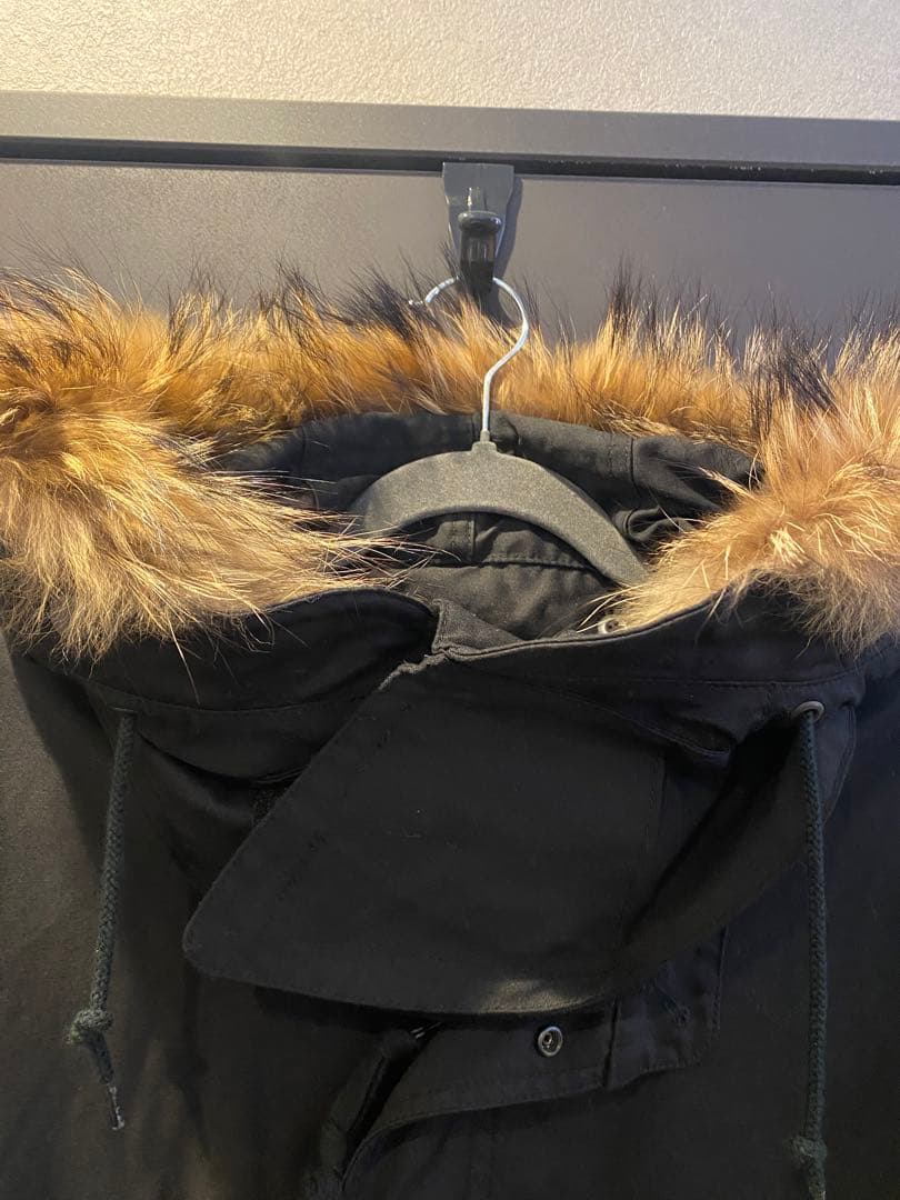 モンキータイム　ファー付き黒モッズコート