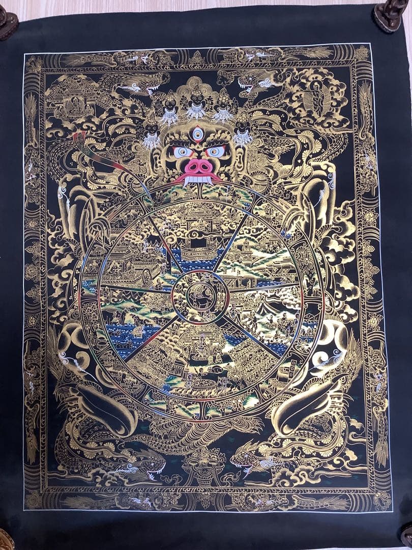 SALE《 チベット密教　新品 》 手描き　タンカ　曼荼羅　六道輪廻　41