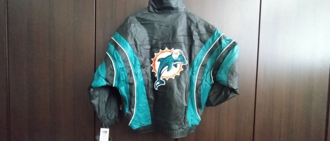 希少　Miami Dolphins 刺繍ロゴレザージャケット　未使用タグ付