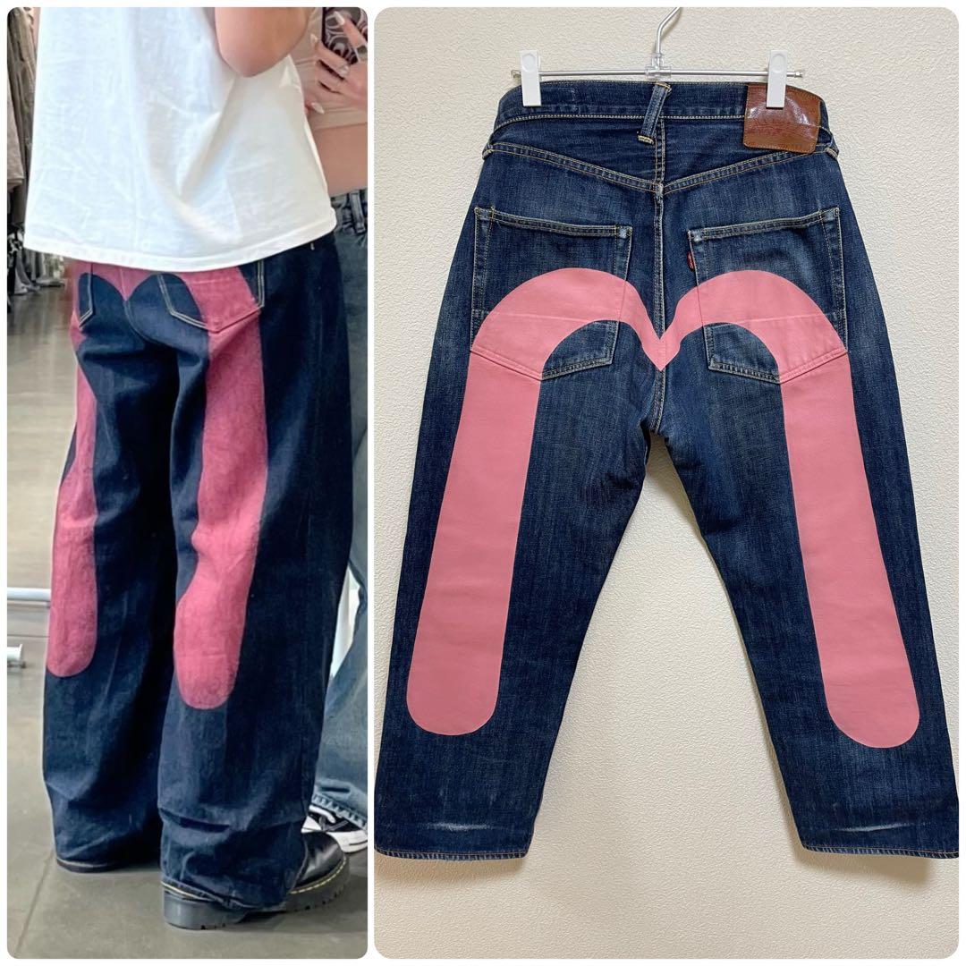 EVISU No.2 Lot.2001 W32×L32 ピンク大黒　ビッグカモメ