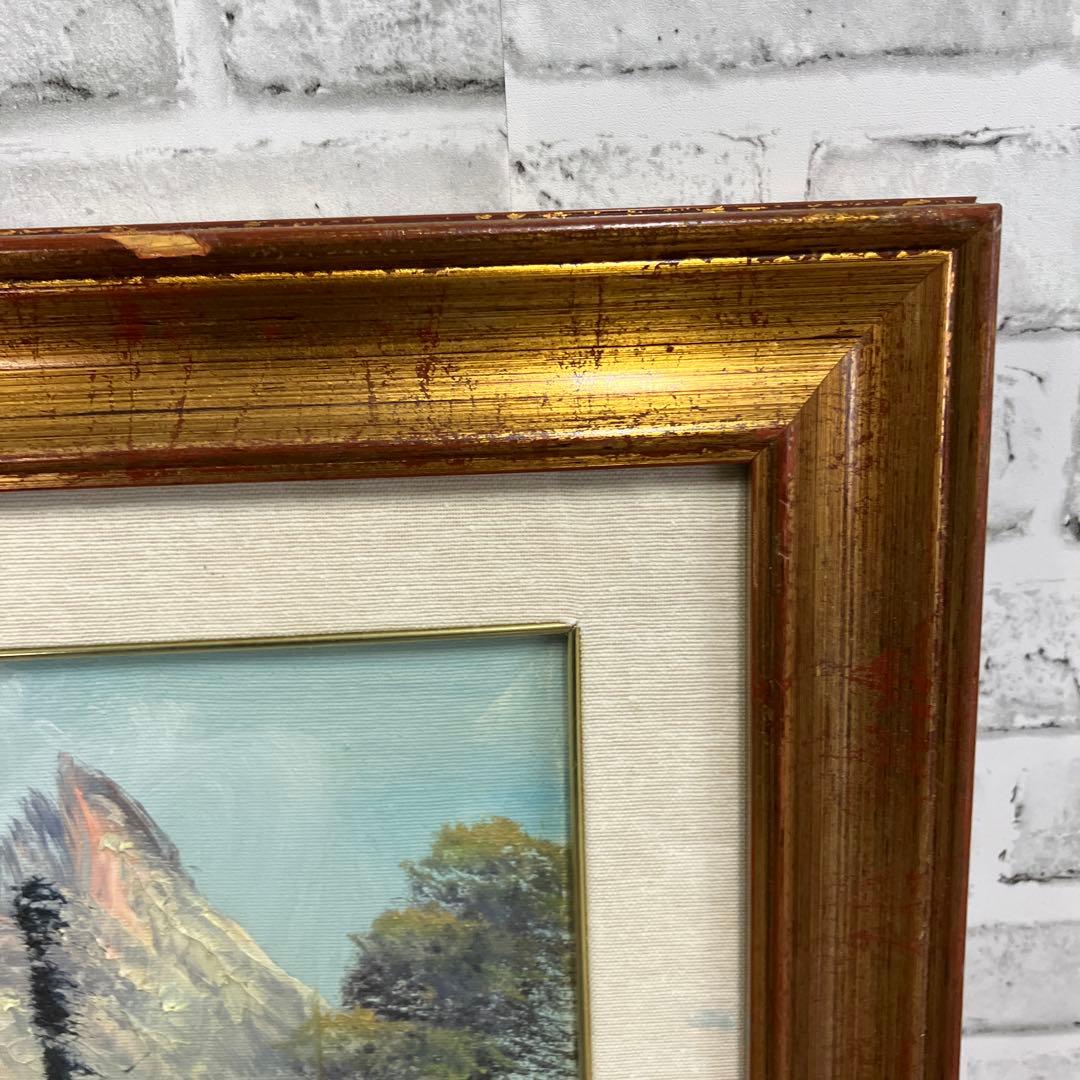 イタリア製 油絵 DE VITIS 風景画 山小屋 額縁入り DE VITIS