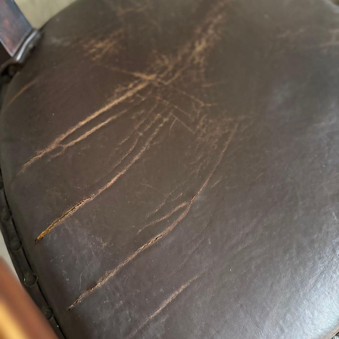 エスニックスタイル　レザーシート アームチェア ヴィンテージ　②