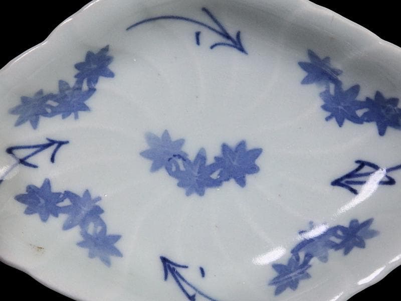 古伊万里　こんにゃく印判　紅葉の図　菱形変形小皿　江戸中期　A346AS-CWr