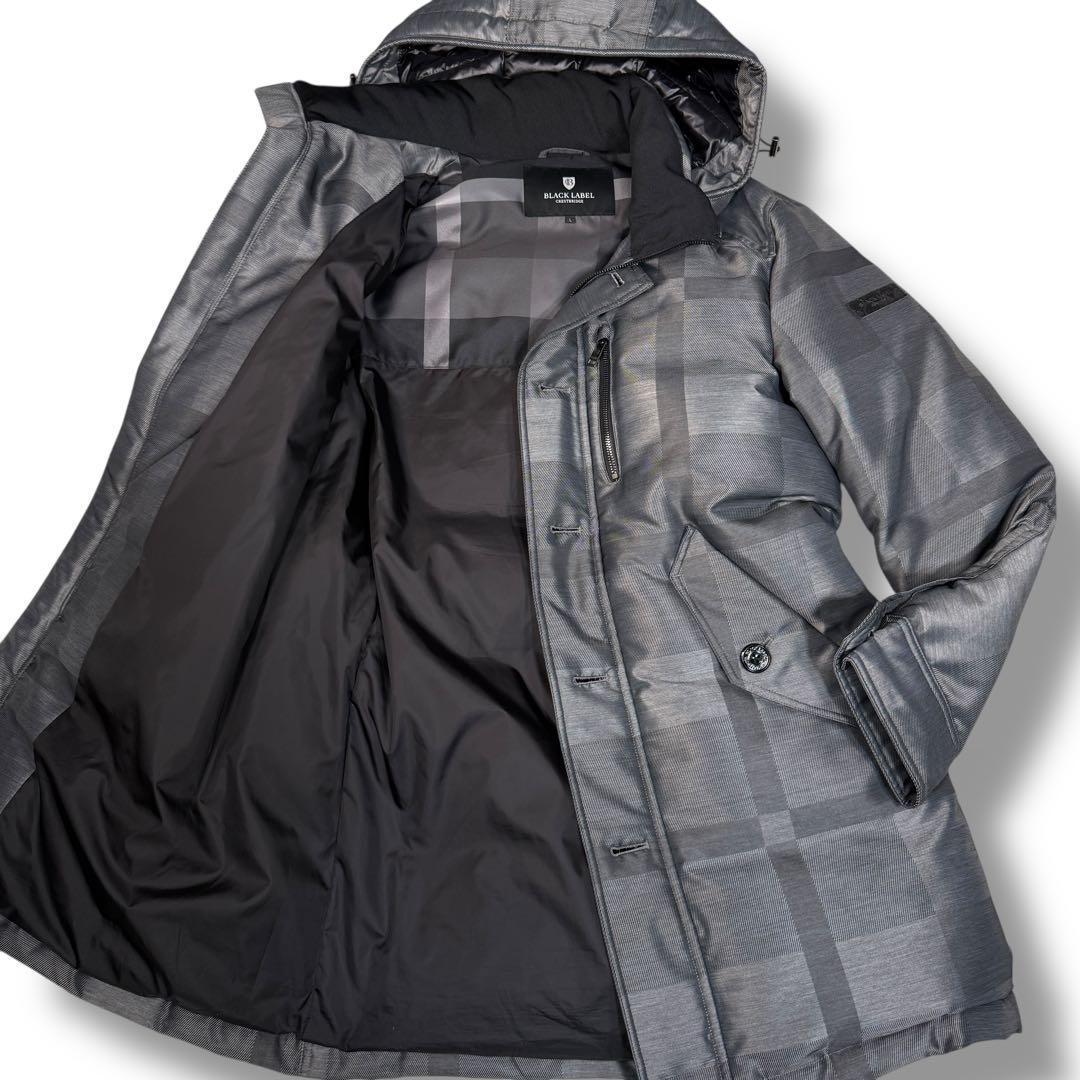 未使用級 ブラックレーベルクレストブリッジ シャドーCBチェック ダウンコートL