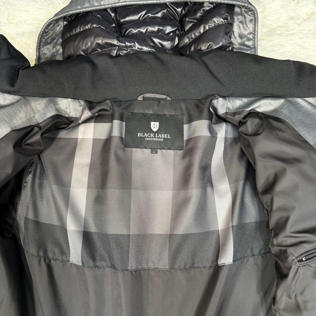 未使用級 ブラックレーベルクレストブリッジ シャドーCBチェック ダウンコートL
