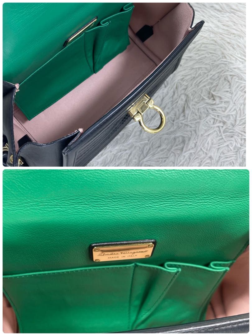 美品‼️ フェラガモ　ハンドバッグ　ガンチーニ　ソフィア　ロゴ金具　レザー