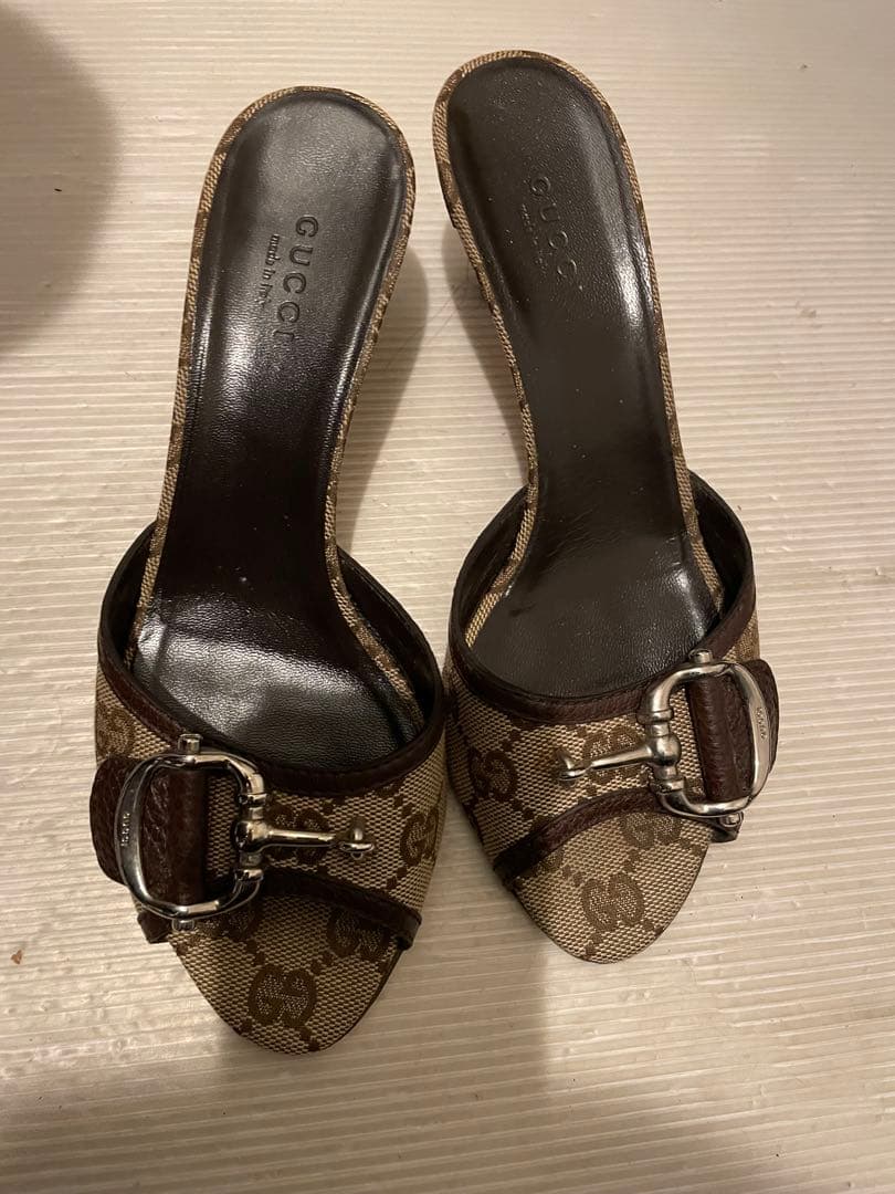 GUCCI ホースビットパンプス GGキャンバス ミュール 約21.5cm