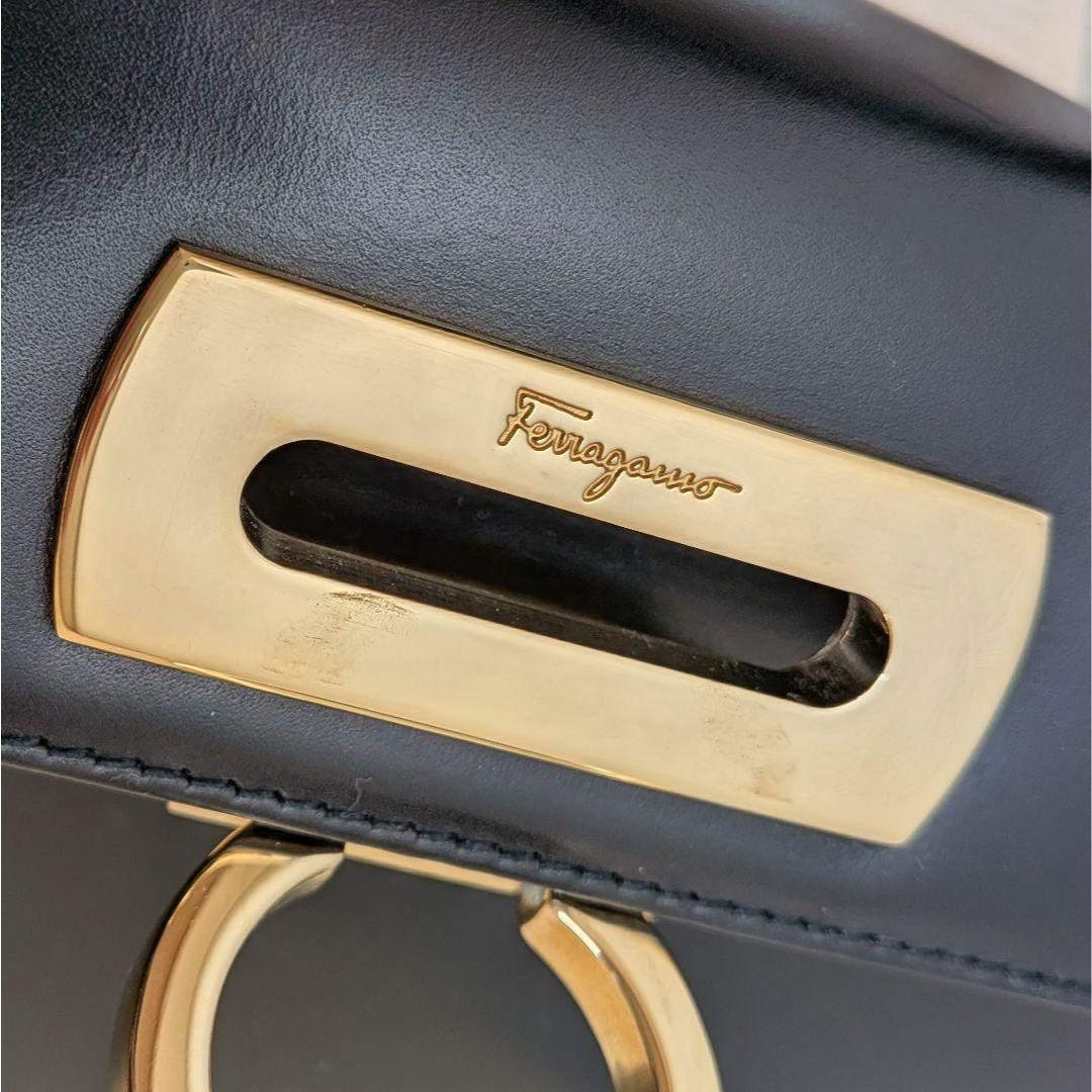 フェラガモ ガンチーニ レザー 2way フラップ ハンドバッグ