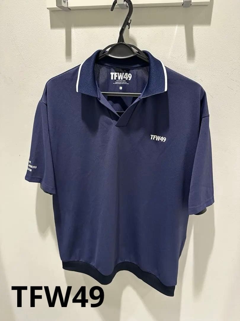 TFW49 ネイビー スキッパーポロシャツ　サイズL