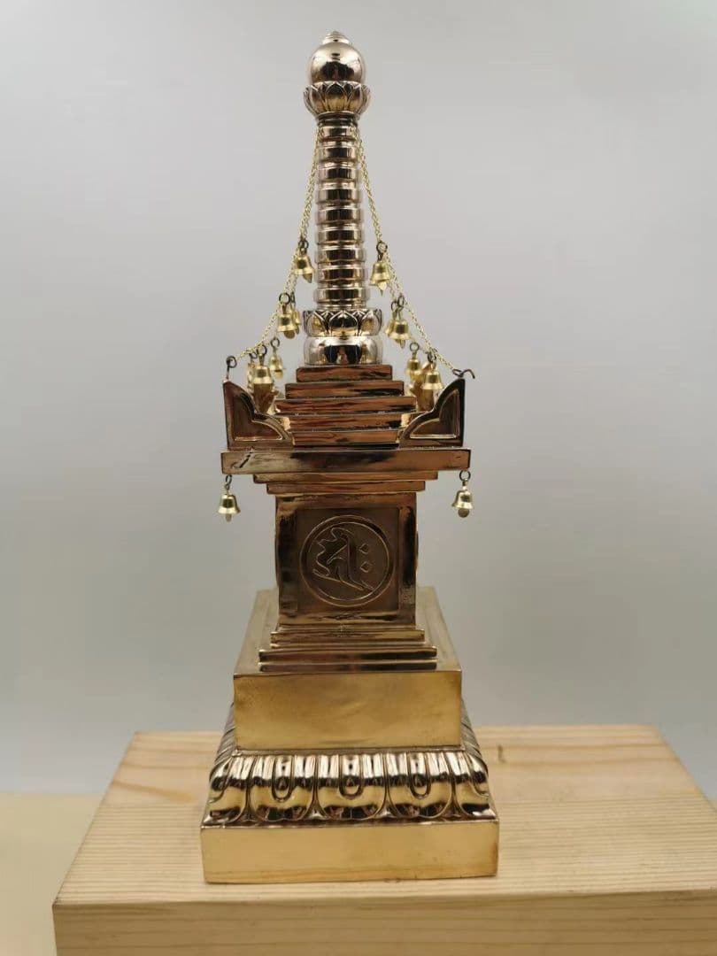 【修縁堂】バジュラ希少 チベット密教 密教法具 宝篋印塔29cm